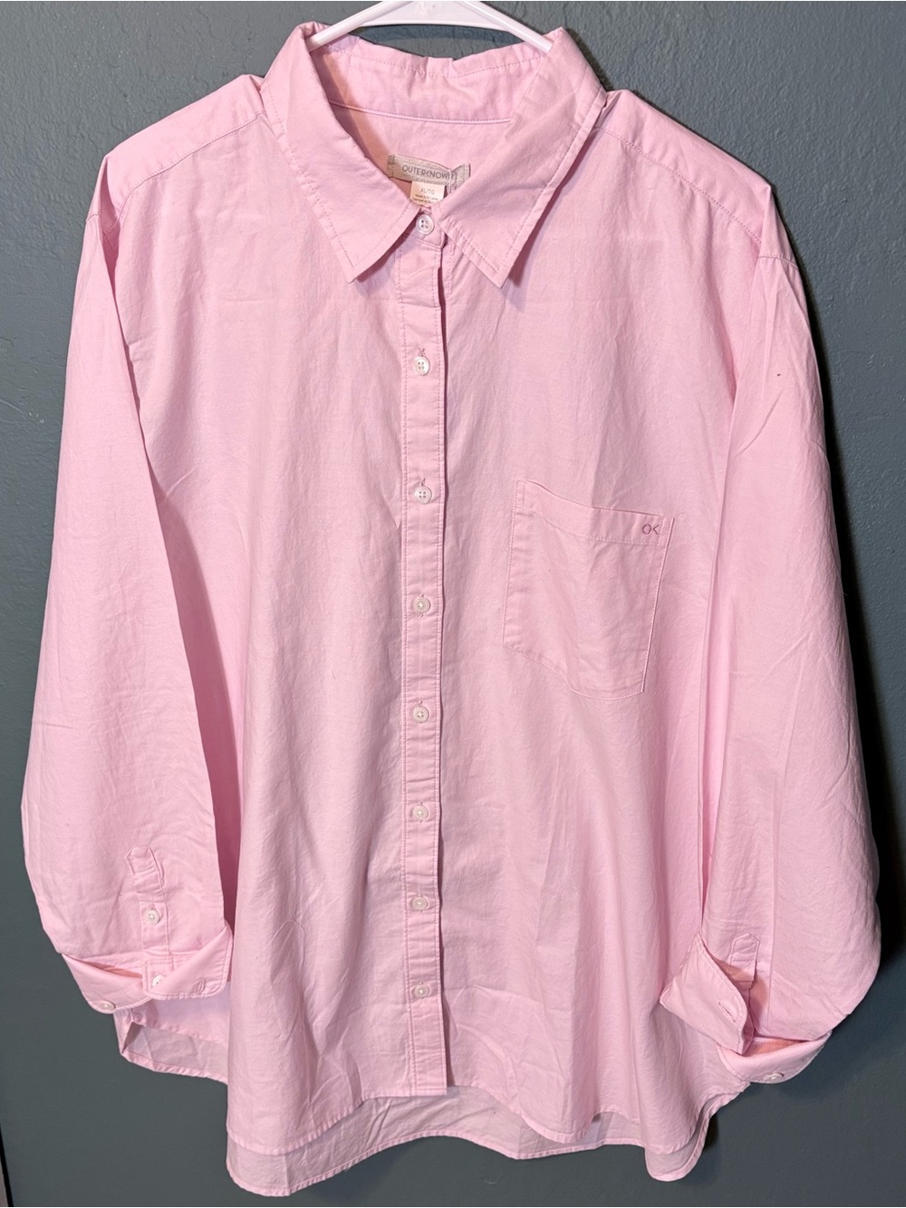 Outerknown‎ Sydney Boyfriend Button Down Shirt XL Pink Organic Cotton Oversized